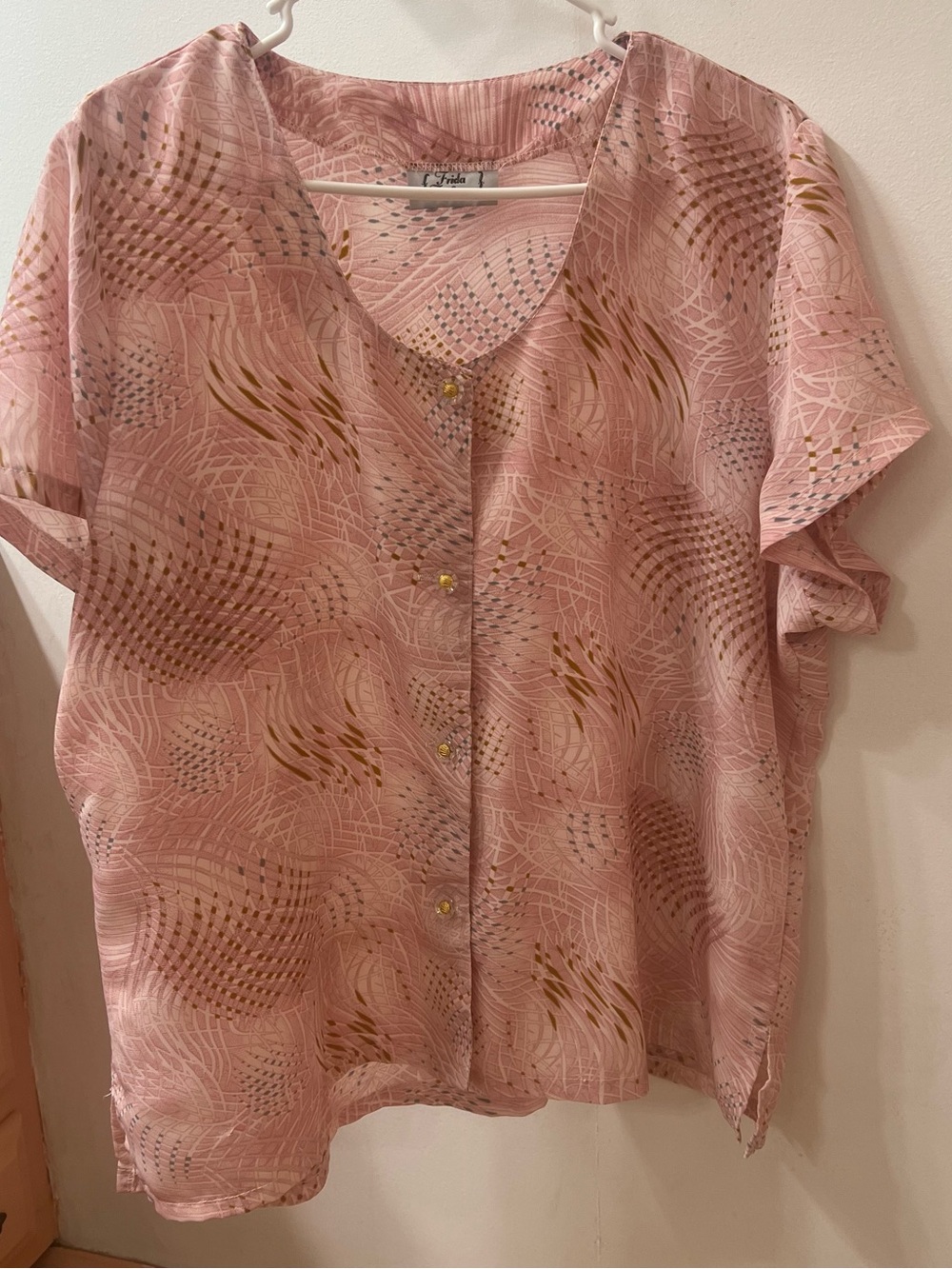 Frida Fashions Pink Short Sleeve Blouse Vintage